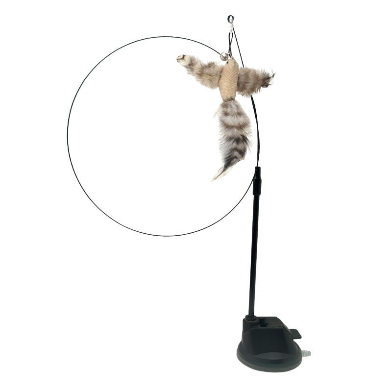 ⚡Best Seller🔥🐱Suction Cup Cat Toy Wand, Hands‑Free Interactive Feather Bird Teaser for Indoor Cats