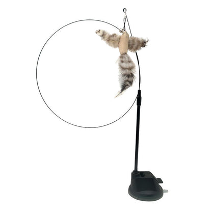 ⚡Best Seller🔥🐱Suction Cup Cat Toy Wand, Hands‑Free Interactive Feather Bird Teaser for Indoor Cats