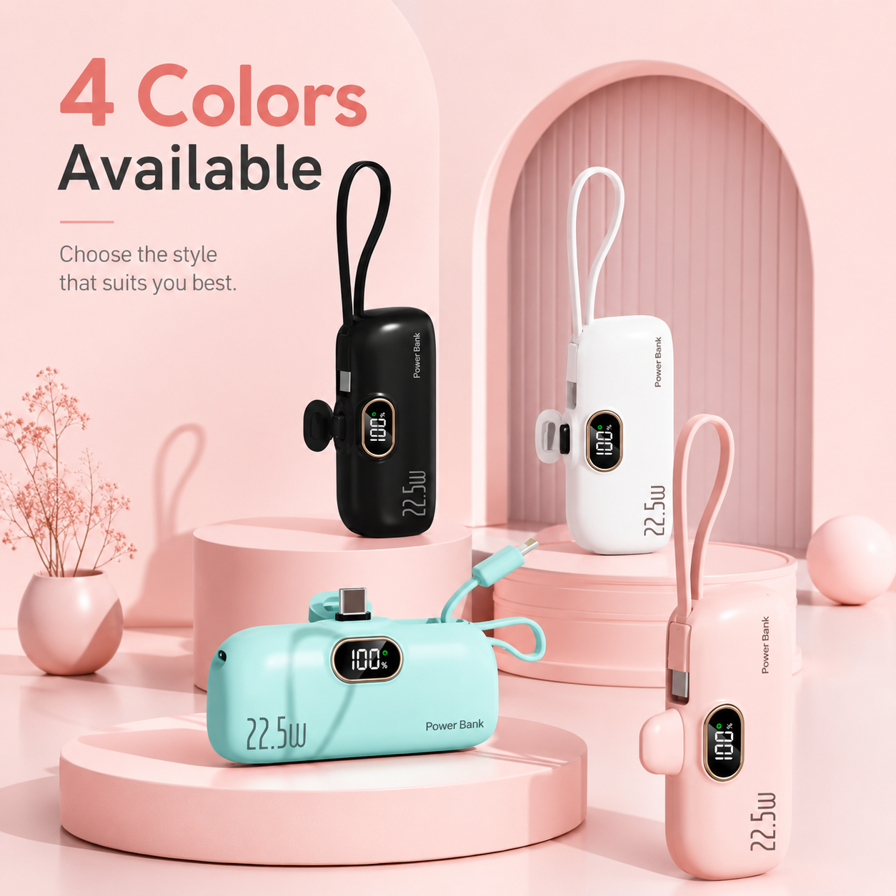 🪫→🔋No More Extra Cables! 5000mAh Mini Capsule 22.5W Fast Power Bank
