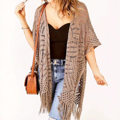 🔥 Limited-Time 49% OFF🏖️ Women's Boho Crochet Fringe Cardigan 🌿 Lightweight Summer Kimono