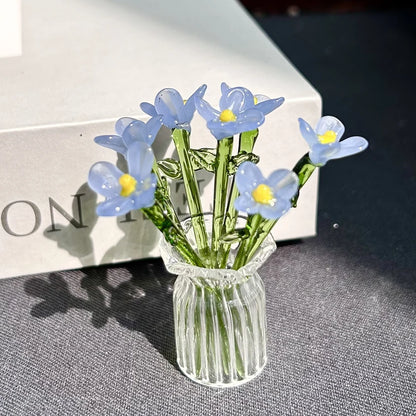 🏺 Handcrafted Mini Glass Flower Set | 7 Flowers & 1 Vase🌷 DIY Eternal Floral Desktop Ornament