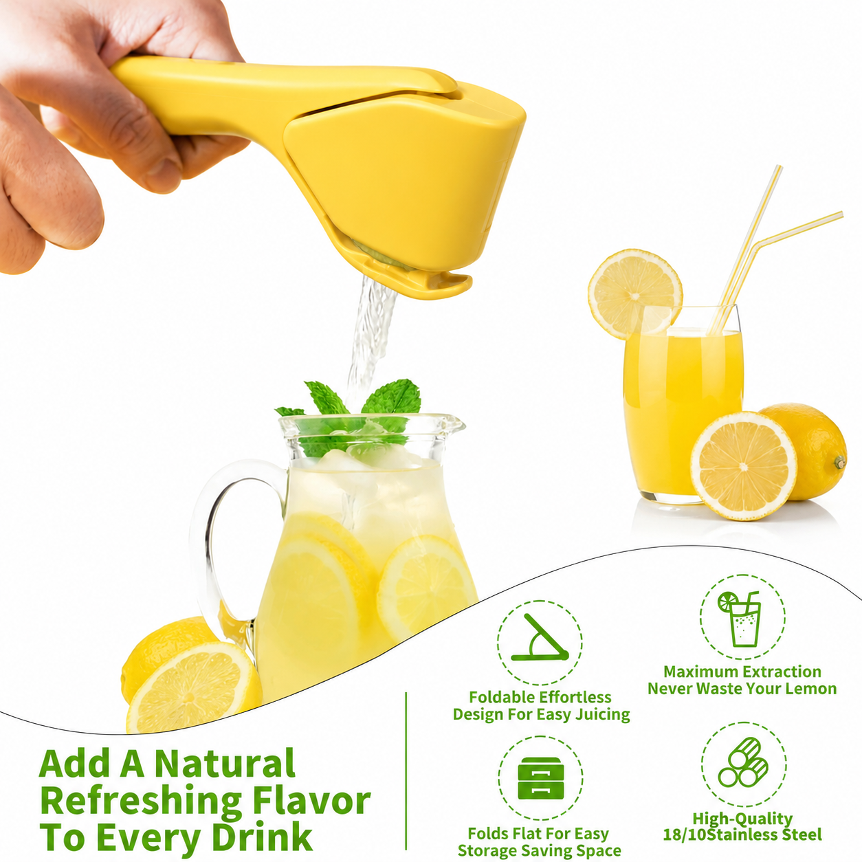 🔥Limited Time-49% OFF🍹Foldable Stainless Steel Lemon Squeezer Multi Fruit Hand Juicer Press