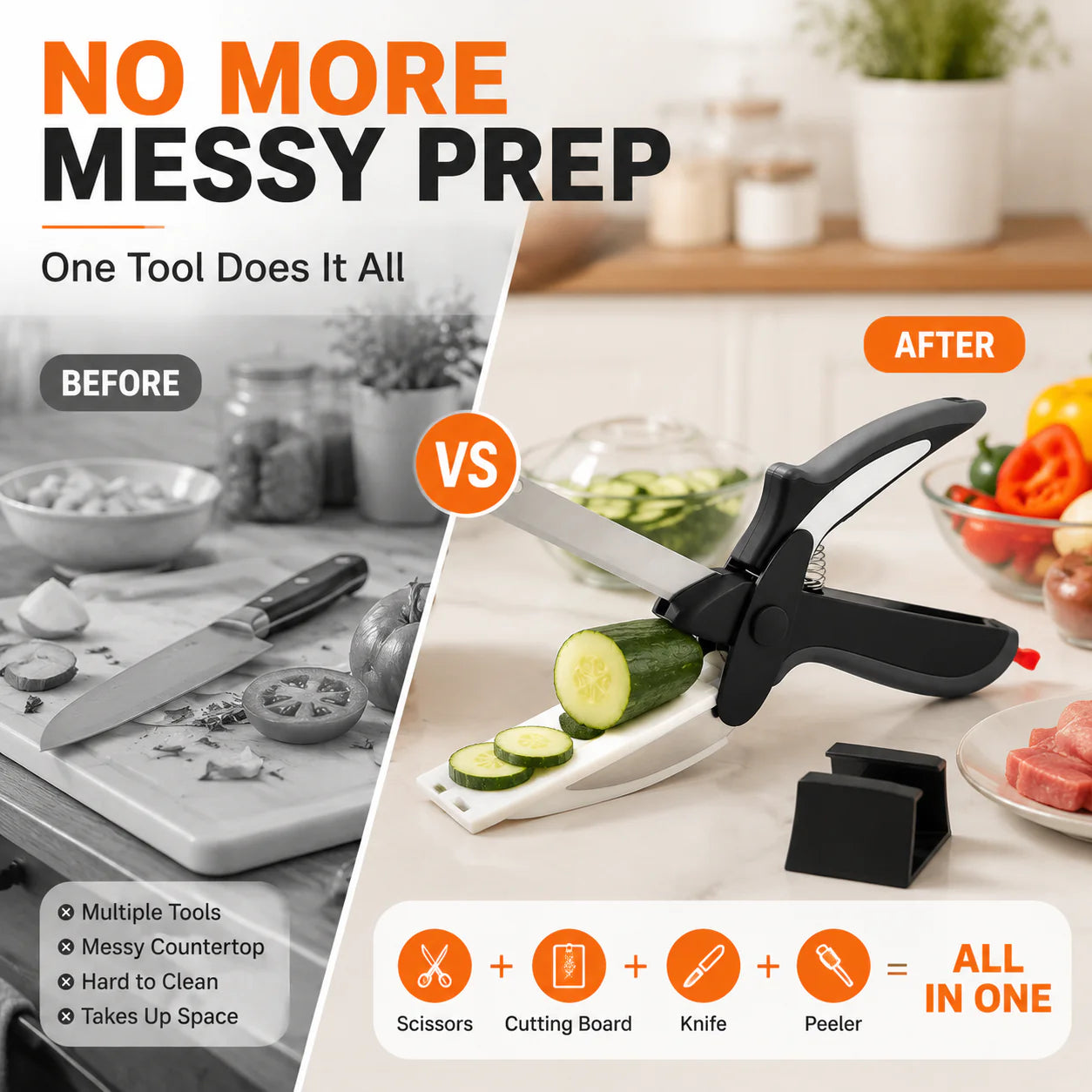 ✂️2-in-1 Kitchen Scissors & Cutting Board | Upgraded Wide Blade Food Prep Tool