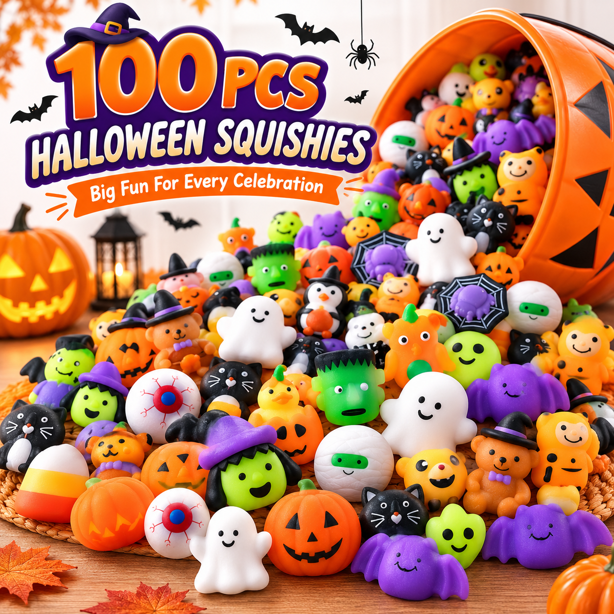 🔥LAST DAY 49% OFF🎃 100PCS Halloween Mochi Squishy Toys – Cute Sensory Party Favors & Goodie Bag Fillers ✨