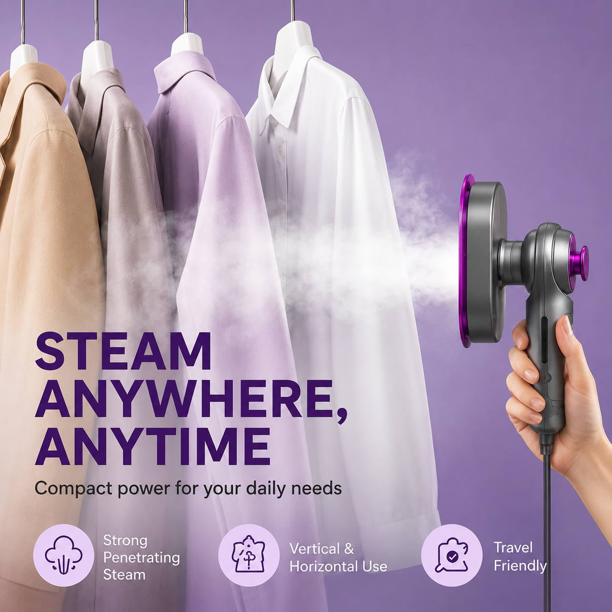 🔥Limited-time 49% off🔥Compact 2-in-1 Handheld Garment Steamer & Iron