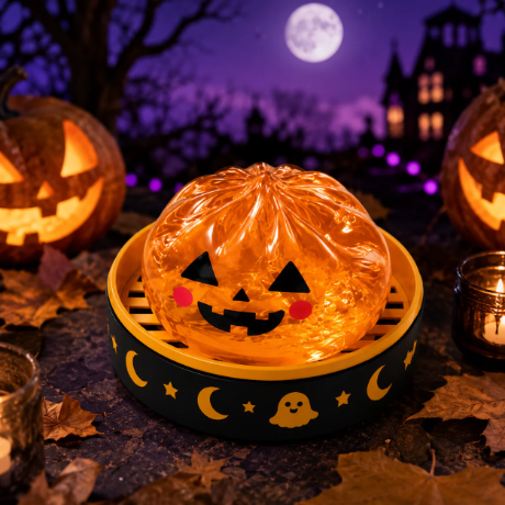 🎃 Halloween Steamed Bun Squishy Toy Set ✨Slow Rising Stress Relief Fidget Toy with Steamer Base