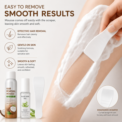 🔥LAST DAY 49% OFF🔥🥥 Hair Removal Mousse Set🌿Gentle Depilatory Foam for Sensitive Skin