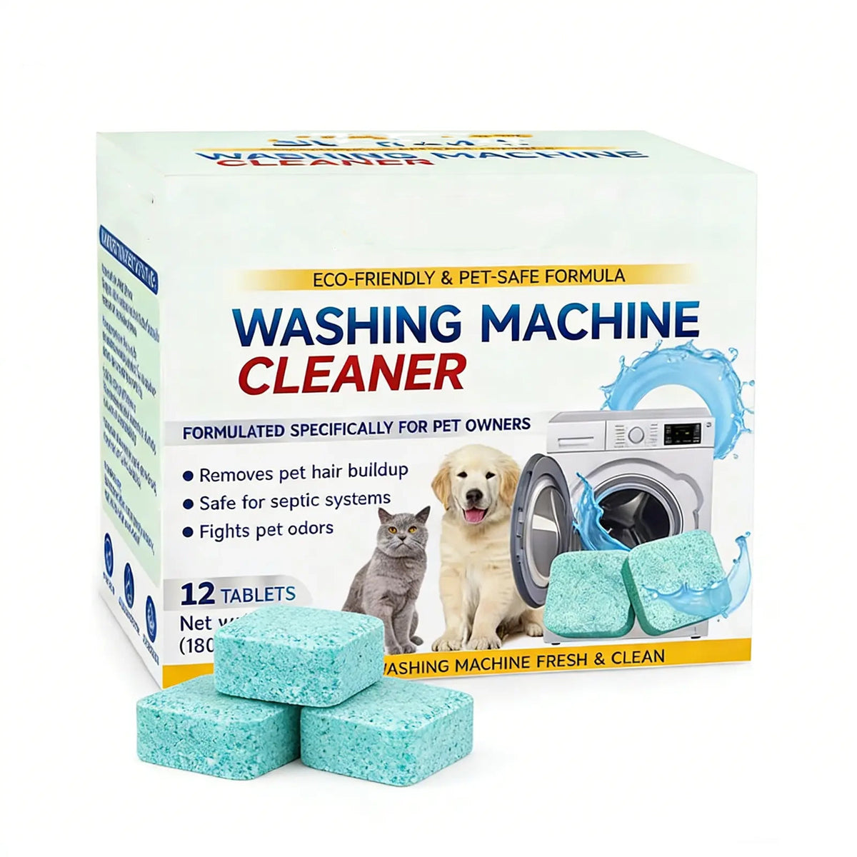 🔥 Limited-Time 49% OFF | 🐾🧺 Eco-Friendly Washing Machine Cleaner Tablets | Pet Hair & Odor Remover