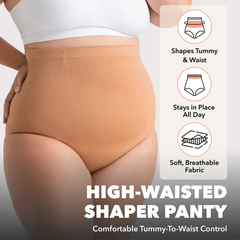 🔥Best Seller- High Waisted Tummy Control Shapewear Briefs, Seamless Body Shaper Underwear for Women