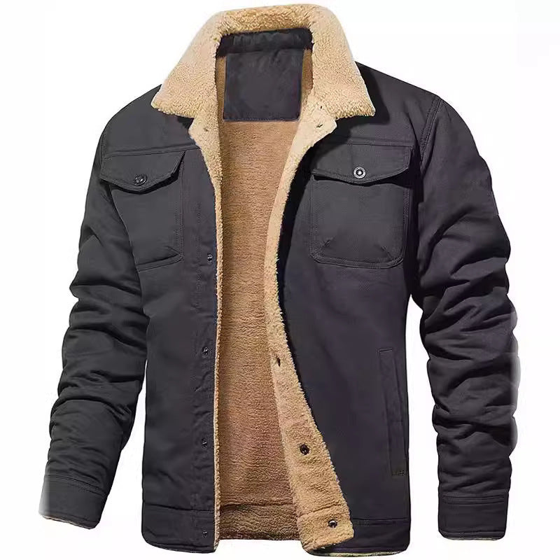 🔥Last Day 49%❄️ Men’s Sherpa-Lined Workwear Jacket 🧥 Warm & Rugged Winter Coat