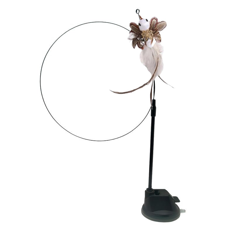 ⚡Best Seller🔥🐱Suction Cup Cat Toy Wand, Hands‑Free Interactive Feather Bird Teaser for Indoor Cats