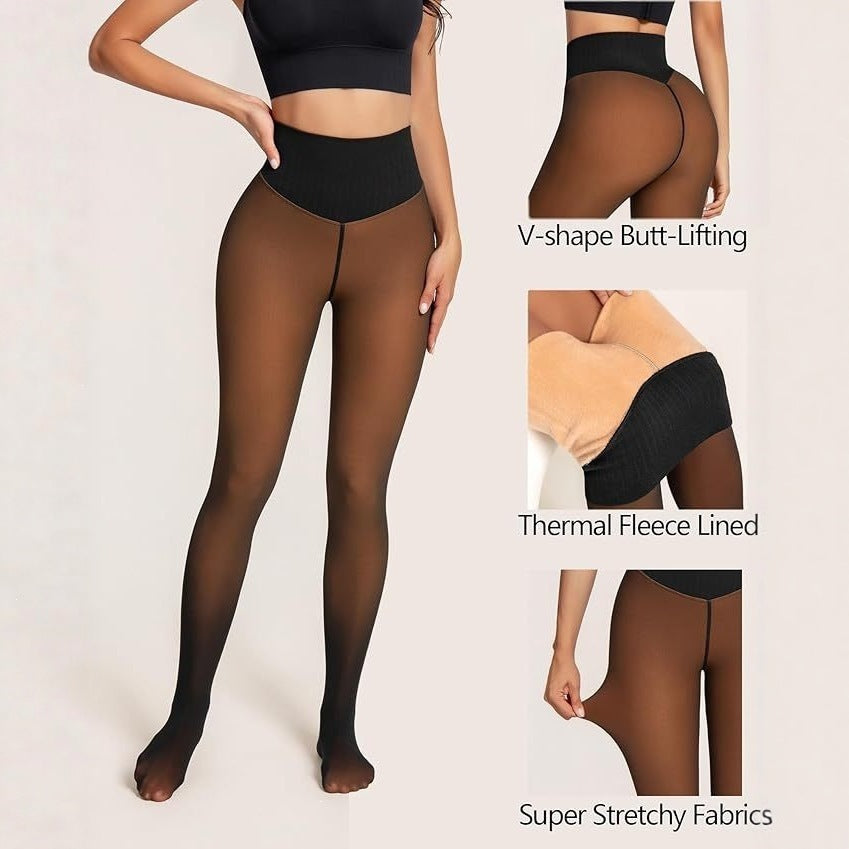 💕49％OFF🔥Fleece Lined Tights | Thermal Sheer Tights High Waist Tummy Control Winter Tights