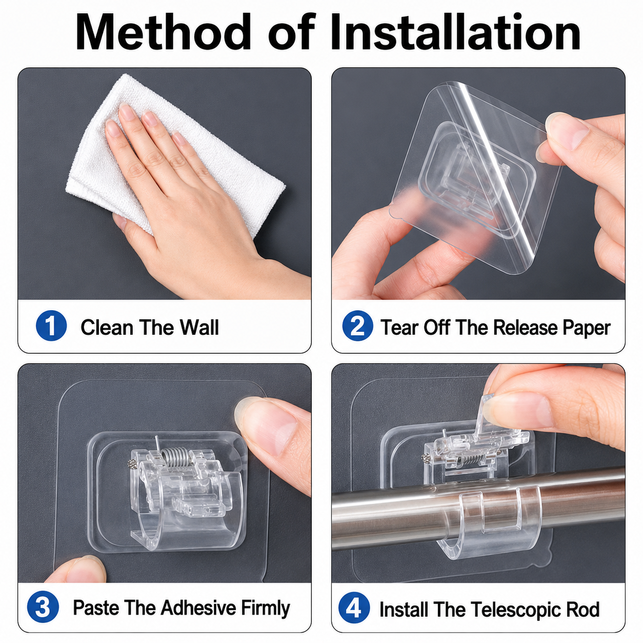 🪝8/16PCS Transparent Curtain Rod Brackets with Clips for Home