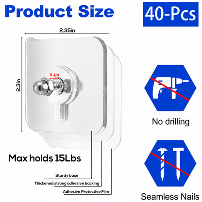 🔥49% OFF💪Drill‑Free Self‑Adhesive Wall Hooks｜Heavy‑Duty Waterproof Sticky Hooks