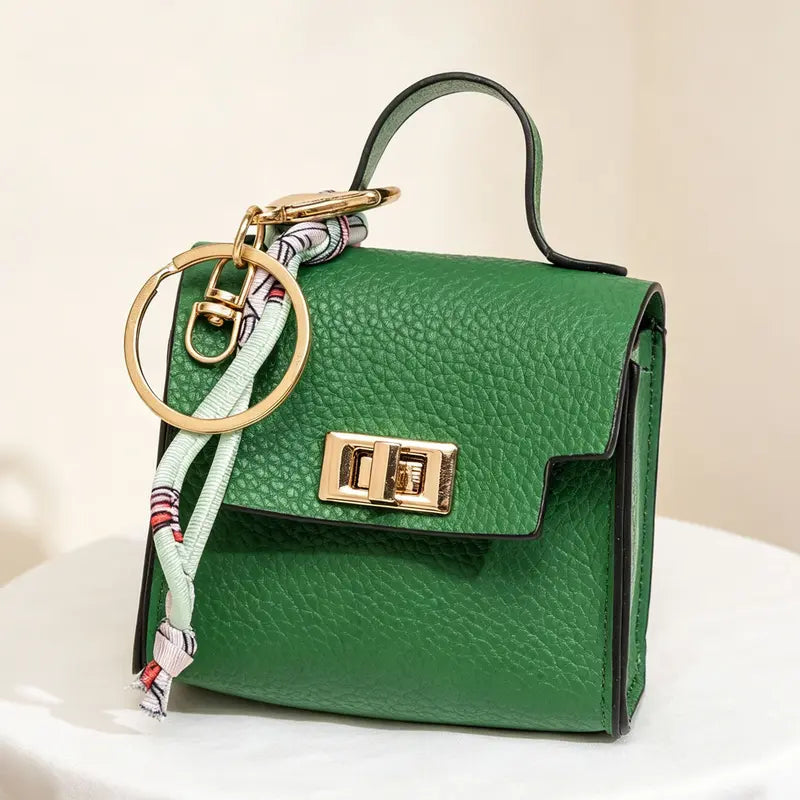 Hot Sales 🔥👜Mini Square Bag Pendant Keychain💕 - High Quality Leather with Colorful Strap