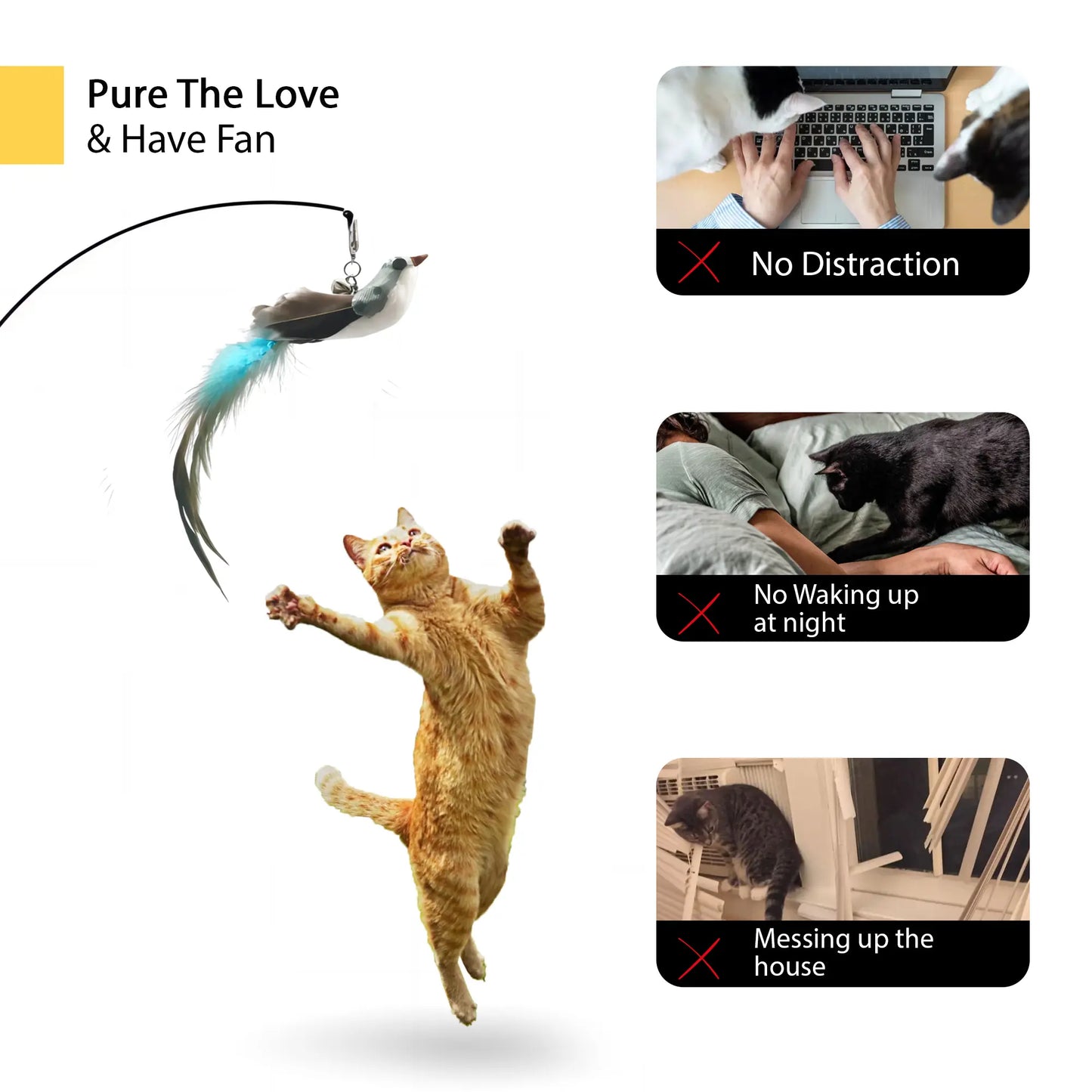 ⚡Best Seller🔥🐱Suction Cup Cat Toy Wand, Hands‑Free Interactive Feather Bird Teaser for Indoor Cats