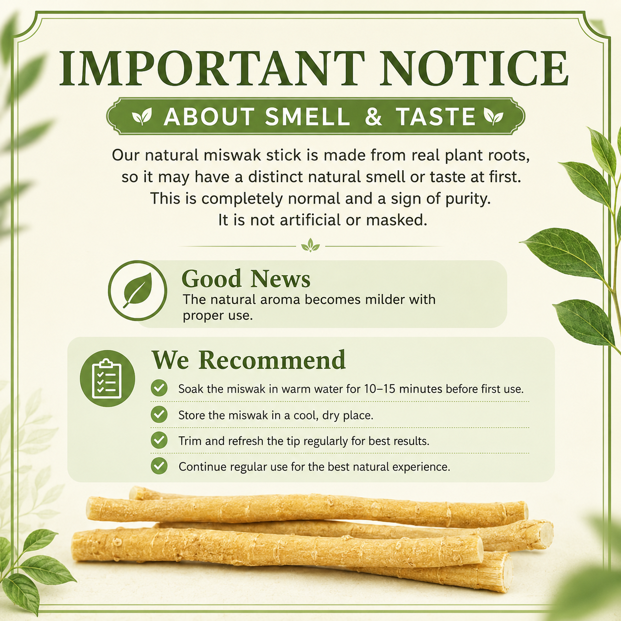 Natural Miswak Stick | Organic Toothbrush Alternative for Fresh Breath
