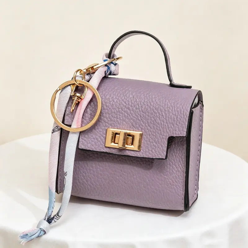 Hot Sales 🔥👜Mini Square Bag Pendant Keychain💕 - High Quality Leather with Colorful Strap