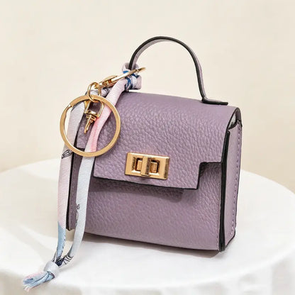 Hot Sales 🔥👜Mini Square Bag Pendant Keychain💕 - High Quality Leather with Colorful Strap