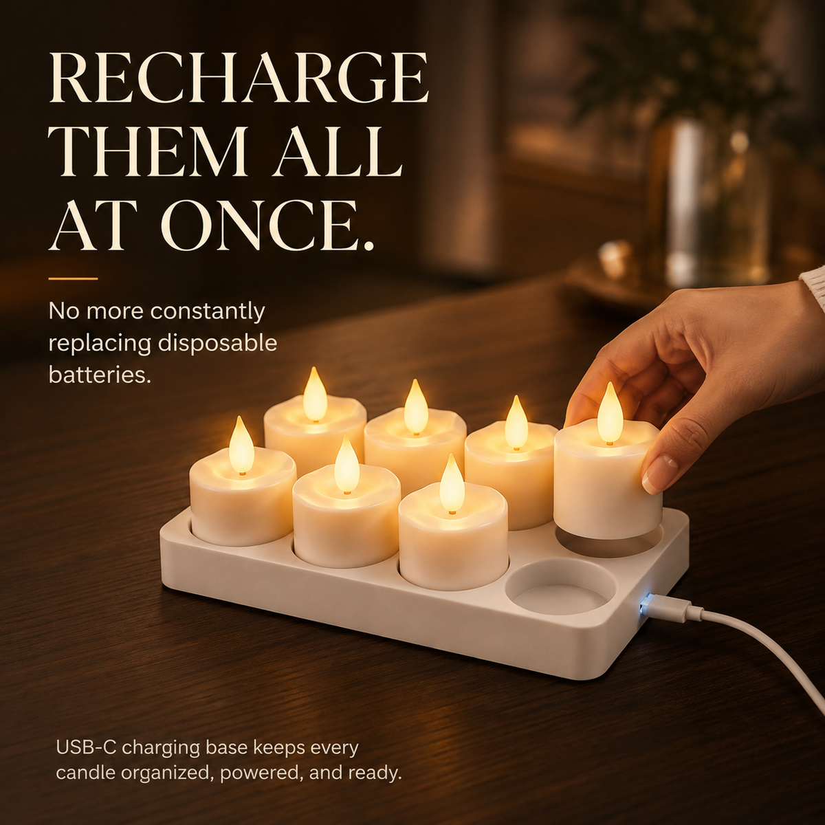 🔥Today Only: 49% Off 🕯️Rechargeable Flameless LED Candles with Remote, Timer & Charging Base🏡💛