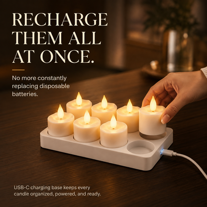 🔥Today Only: 49% Off 🕯️Rechargeable Flameless LED Candles with Remote, Timer & Charging Base🏡💛