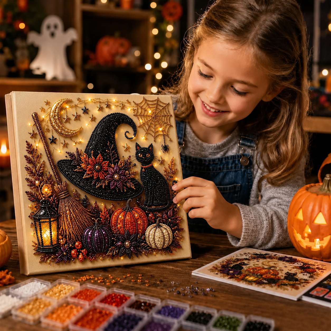 🔥Limited-time 49% off🔥👻 Halloween 3D Diamond Painting Kit ✨ DIY Crystal Bead Canvas Craft