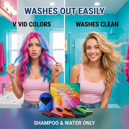 🔥LAST DAY 49% OFF🔥🌈 12-Color Washable Temporary Hair Chalk Set - Portable, Non-toxic Hair Color Powder
