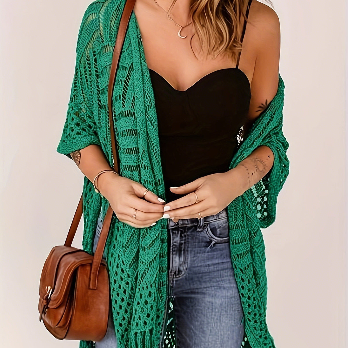 🔥 Limited-Time 49% OFF🏖️ Women's Boho Crochet Fringe Cardigan 🌿 Lightweight Summer Kimono