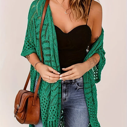 🔥 Limited-Time 49% OFF🏖️ Women's Boho Crochet Fringe Cardigan 🌿 Lightweight Summer Kimono