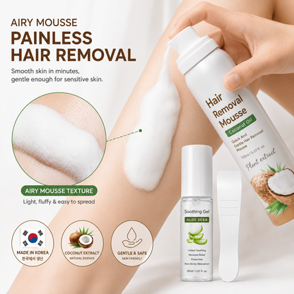 🔥LAST DAY 49% OFF🔥🥥 Hair Removal Mousse Set🌿Gentle Depilatory Foam for Sensitive Skin