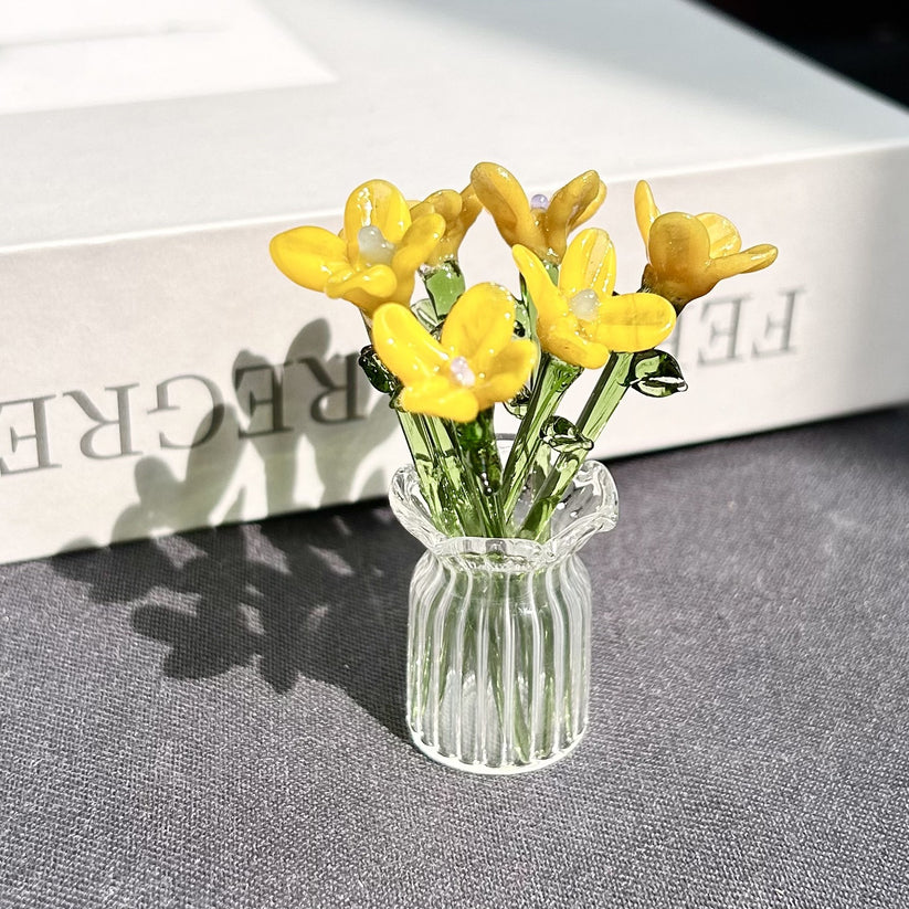 🏺 Handcrafted Mini Glass Flower Set | 7 Flowers & 1 Vase🌷 DIY Eternal Floral Desktop Ornament