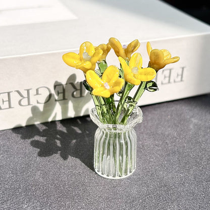🏺 Handcrafted Mini Glass Flower Set | 7 Flowers & 1 Vase🌷 DIY Eternal Floral Desktop Ornament