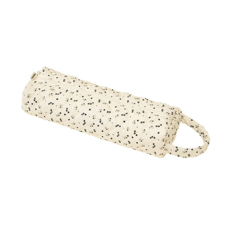 🔥LAST DAY 49% OFF👝 Quilted Cylinder Makeup Bag | 🎀 Cute Travel Toiletry Pouch with Handle