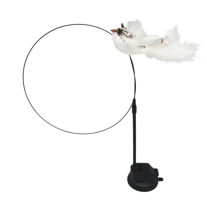⚡Best Seller🔥🐱Suction Cup Cat Toy Wand, Hands‑Free Interactive Feather Bird Teaser for Indoor Cats