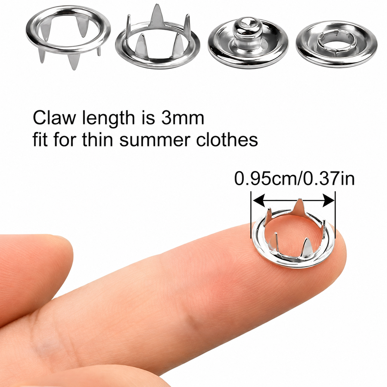 9.5mm Color Prong Snap Buttons Kit with Hand Press Pliers for Clothing DIY Crafts
