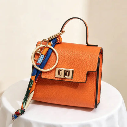 Hot Sales 🔥👜Mini Square Bag Pendant Keychain💕 - High Quality Leather with Colorful Strap