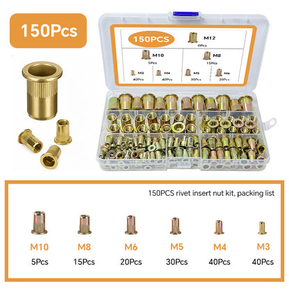 🏆🔩Head Rivet Nut Tool, M3-M8 Rivnut Kit, Carbon Steel Rivnut Set, Manual Riveter Rivnuts Tool