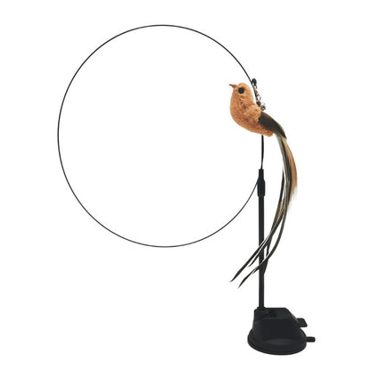 ⚡Best Seller🔥🐱Suction Cup Cat Toy Wand, Hands‑Free Interactive Feather Bird Teaser for Indoor Cats