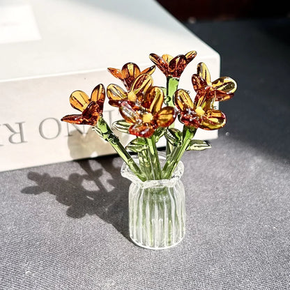 🏺 Handcrafted Mini Glass Flower Set | 7 Flowers & 1 Vase🌷 DIY Eternal Floral Desktop Ornament