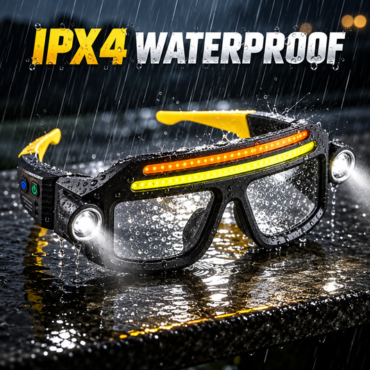 🔥 Limited-Time 49% OFF- LED Glasses Headlamp 👓💡Hand-Wave Sensor, 5 Modes, IPX4 Waterproof