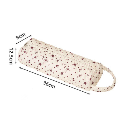 🔥LAST DAY 49% OFF👝 Quilted Cylinder Makeup Bag | 🎀 Cute Travel Toiletry Pouch with Handle