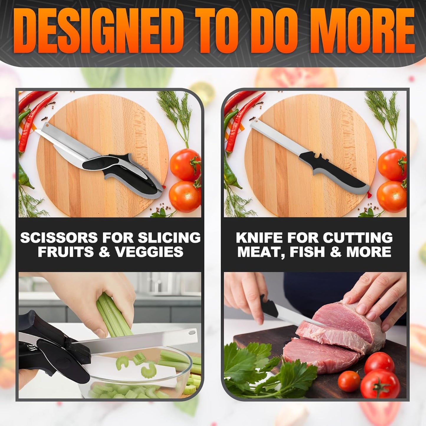 ✂️2-in-1 Kitchen Scissors & Cutting Board | Upgraded Wide Blade Food Prep Tool