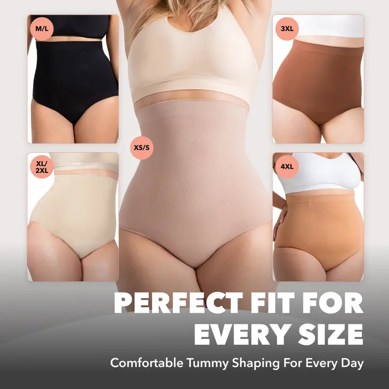 🔥Best Seller- High Waisted Tummy Control Shapewear Briefs, Seamless Body Shaper Underwear for Women