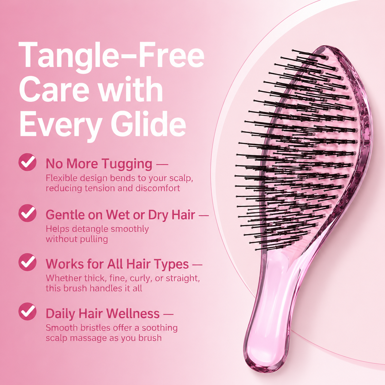 🪮Multi-Color Detangling Hair Brush Round Tip Scalp Massage Comb
