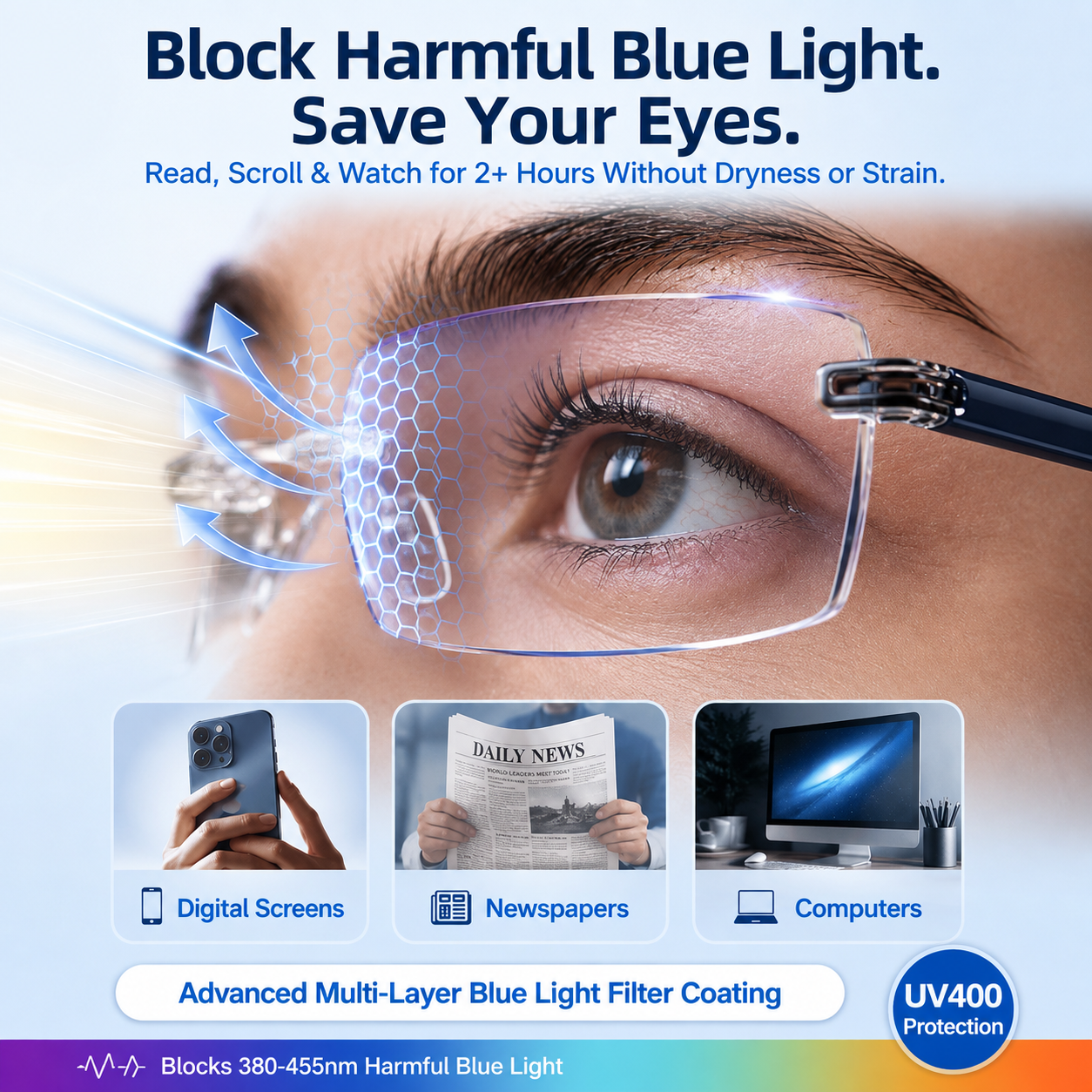 🔥 Limited-Time 49% OFF 👓 Rimless Photochromic Reading Glasses | 💎 Diamond-Cut Lightweight Design