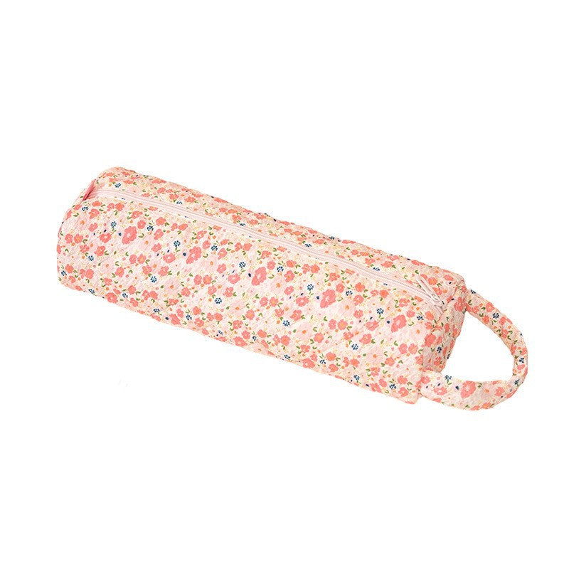 🔥LAST DAY 49% OFF👝 Quilted Cylinder Makeup Bag | 🎀 Cute Travel Toiletry Pouch with Handle