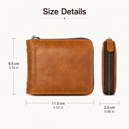 2025 New Men's Wallet PU Leather Retro Zipper Wallet