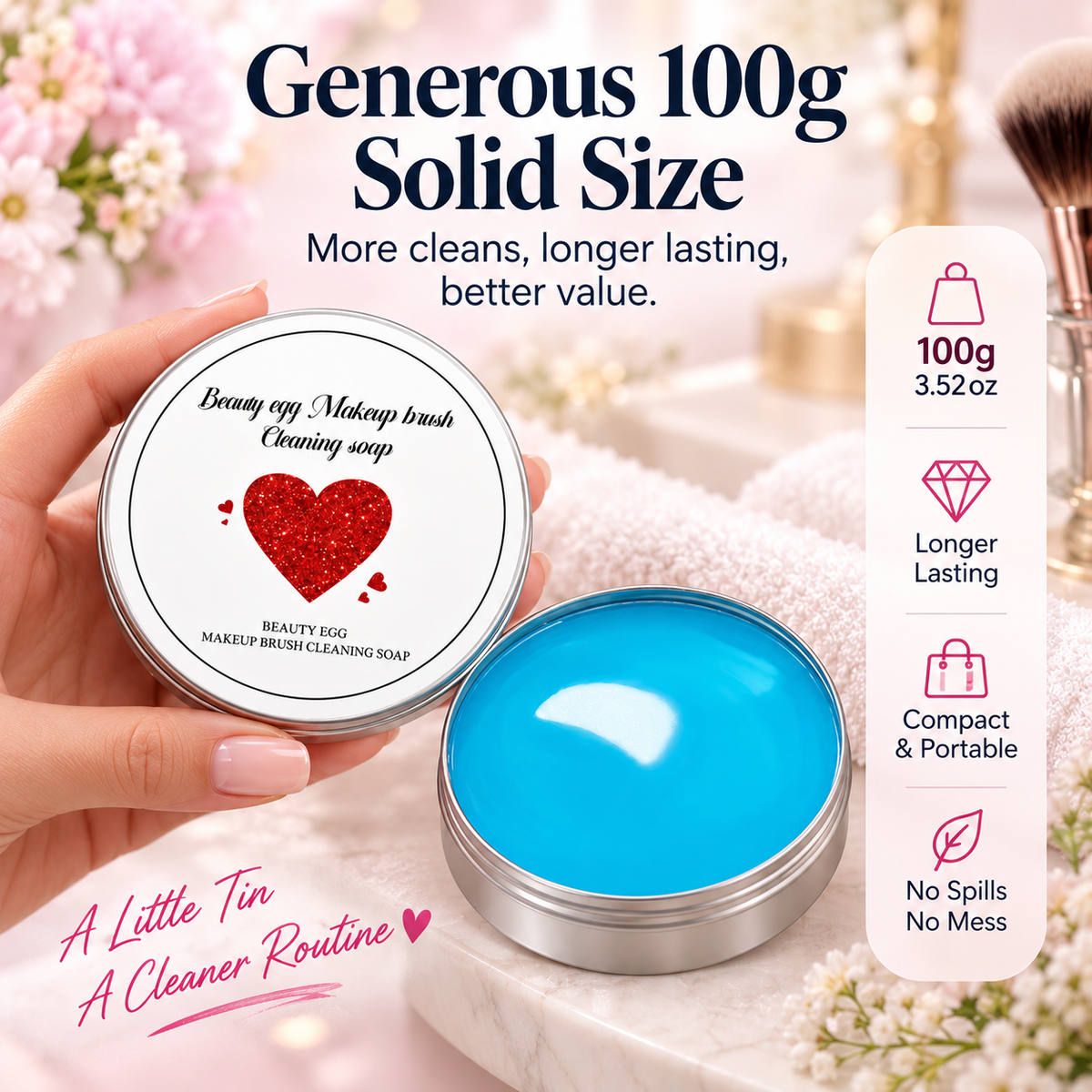 🔥 Limited-Time 49% OFF 🫧 Makeup Brush Cleaning Soap with Silicone Scrub Pad | 100g ✨