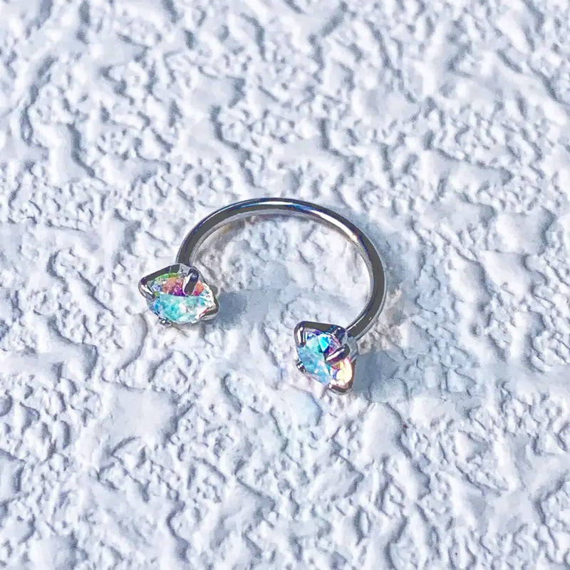 ✨Horseshoe Nose Hoop with Gems - Free Ball Holder💎