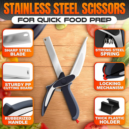✂️2-in-1 Kitchen Scissors & Cutting Board | Upgraded Wide Blade Food Prep Tool